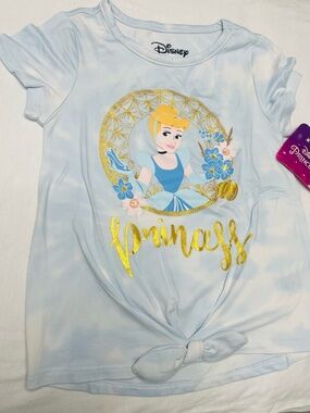 Disney Light Blue Cinderella Graphic Tee with Gold Script